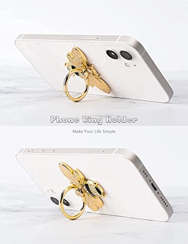 Allengel Bee Phone Ring Holder Finger Kickstand with Crystal, Cute Phone Ring Grip Holder for iPhone or Smartphone Cases, Gold Black - color: gold02