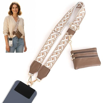 Clip and Go Strap for Phone with Wallet Crossbody, Phone Lanyard Crossbody with Zippered Pouch, iPhone 17 Pro Max Straps with Detachable Wrist for Women/Teacher Gift, Dark Coffee - color: Dark Coffee