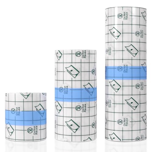 3 Rolls Transparent Waterproof Bandages Film Dressing Clear Adhesive Dressing Tape, Post Surgical Shower Shield for Tattoos Swimming 3 Sizes (2 Inch, 4 Inch, 6 Inch Wide) - size: 3 PCS (2 Inch, 4 Inch, 6 Inch Wide)