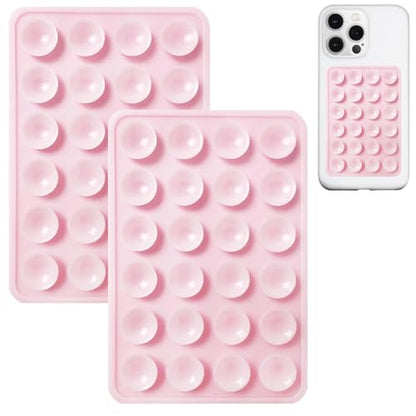 Anteel 2 Pack Silicone Suction Phone Case Mount, Non Slip Sticky Phone Grip for Cellphone, Silicon Adhesive Suction Cup Phone Mount, Strong Grip Holder for Selfies and Videos (Light Pink) - color: Light Pink