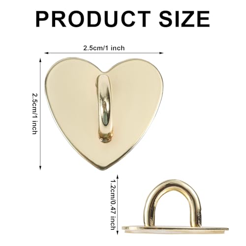 8pcs Heart Phone Charm Holder, 1inch Cell Phone Charm Hook - color: gold, size: 2.5cm