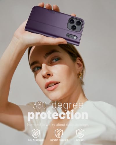 OCASE Compatible with iPhone 17 Pro Wallet Case, PU Leather Flip Folio Case with Card Holders RFID Blocking Kickstand [Shockproof TPU Inner Shell] Phone Cover 6.3 Inch 2025, Dark Purple - color: Dark Purple