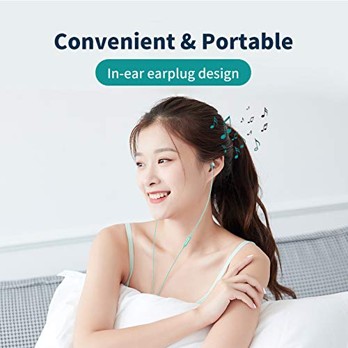 MAXROCK (TM Total Soft Silicon Headphones with Mic Sleep Travel Choice for Cellphones Tablets and 3.5mm Jack (Light Green) - color: Light Green