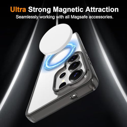 Magnetic Case for Samsung Galaxy S26 Ultra 5G Phone 2026 | with Rotating Kickstand | Non-Yellowing Transparent Clear | Slim Thin | Wireless Charging | Shockproof Protection (Black) - color: Black, size: S26 Ultra