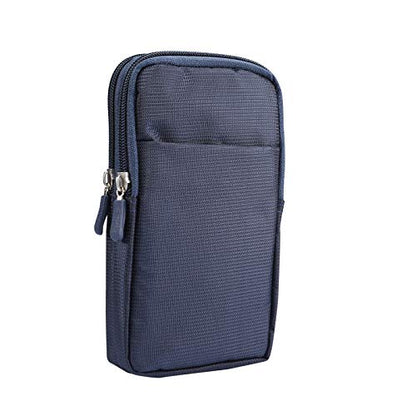 Multifunction Dual Phone Holster Men, Nylon Cell Phone Case Holder Mens Belt Pouch Loop/Clip, Smartphone Belt Wallet Purse 2 Zipper Pockets Compatible with iPhone 14 Pro Max Case 13 Pro Max, Black - color: Jewel Blue