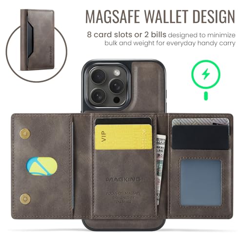 K2 2 in 1 Detachable Magnetic Phone Cases Compatible with iPhone 16 Pro Max Case with Card Holder RFID Blocking, Compatible with Magsafe Wallet, Leather 6.9'' (Coffee, iPhone 14 Pro Max) - color: Coffee, size: iPhone 14 Pro Max