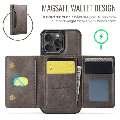K2 2 in 1 Detachable Magnetic Phone Cases Compatible with iPhone 16 Pro Max Case with Card Holder RFID Blocking, Compatible with Magsafe Wallet, Leather 6.9'' (Coffee, iPhone 14 Pro Max) - color: Coffee, size: iPhone 14 Pro Max