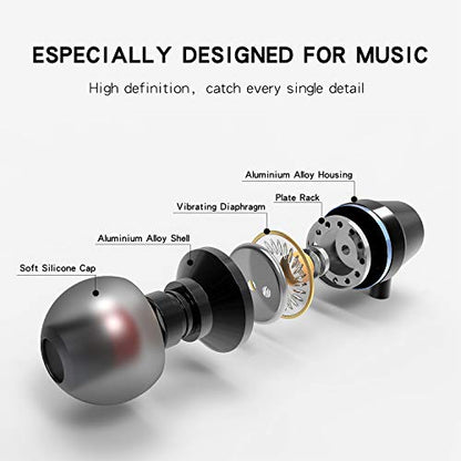 VPB Corded Earbuds HiFi Dynamic Earphones with Deep Bass Driven Noise Isolation Metal Cavity Compatible with iPhone iPad Samsung LG Tablet with Mic (4 Pairs+Microphone) - color: 4 pairs+Microphone