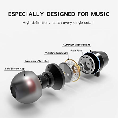 VPB 3 Packs Metal Wired Earbuds with Microphone, Durable in-Ear Earphones for School, Deep Bass Clear Sound, Noise Isolating, Fits 3.5mm Jack iPhone iPad Samsung Google Devices (Black) - color: Black