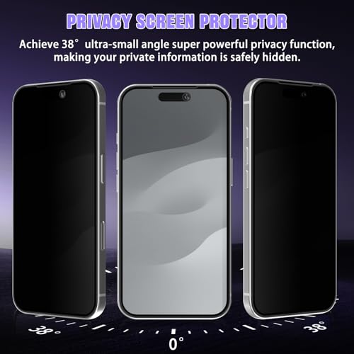 For iPhone 17 Pro Privacy Screen Protector (2 Pack) - size: iPhone 17 Pro