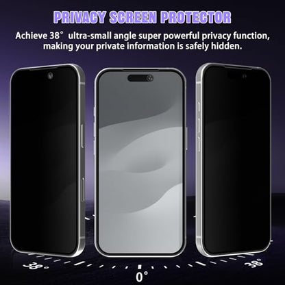 For iPhone 17 Pro Privacy Screen Protector (2 Pack) - size: iPhone 17 Pro