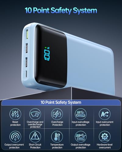 Portable Charger Power Bank 50000mAh, PD 30W and QC 4.0 Fast Charging - color: Blue