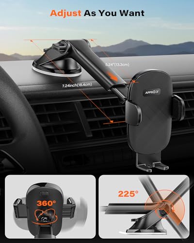 APPS2Car Suction Cup Car Phone Holder for Dashboard & Windshield