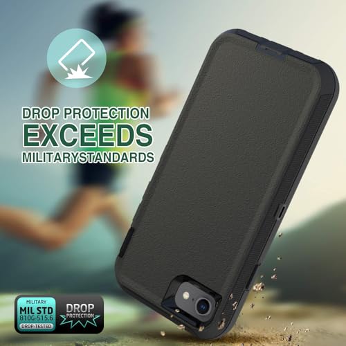 Case for iPhone 8 Plus/7 Plus, iPhone 6S Plus/6 Plus Case， Heavy-Duty Tough Rugged Shockproof Drop Protective Cover Phone Cases, Black - color: Black+Black, size: iPhone 6 Plus/7 Plus/8 Plus