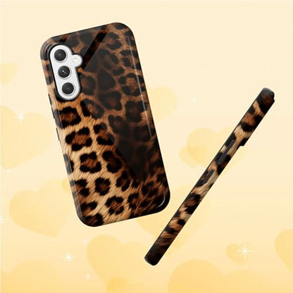 Leopard Print Phone Case for Samsung Galaxy S25, Dual Layer Shockproof Rugged Cover with Soft TPU + Hard PC, Anti-Scratch Slim Fit Wireless Charging Compatible - color: Leopard Print, size: 6.2" Galaxy S25