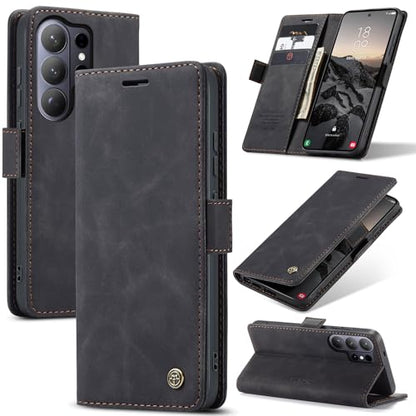 Compatible with Samsung Galaxy S26 Ultra Case with Card Holder, Kickstand Protective Flip Folio Leather Wallet Case for Galaxy S26 Ultra 5G 6.9 inch (Black) - color: Black, size: S26 Ultra 6.9 Inch