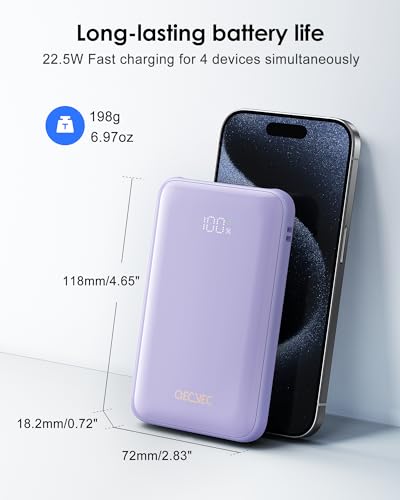 Portable Charger 10000mAh, 22.5W Fast Charging Power Bank - color: Purple