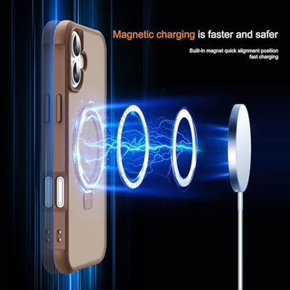 SKYLMW Compatible with iPhone 17 Case with Stand,Desert Brown | iPhone 17 Phone Case 6.3",Magnetic Ring Stand,Compatible with MagSafe,Military-Grade Protection,Great Grip Feeling - color: Desert Brown, size: Iphone 17