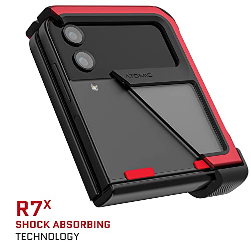 Ghostek Atomic Slim Galaxy Z Flip 4 Case - Clear Back with Red Aluminum Metal Bumper, Shockproof & Dual-Layer Protective Phone case, Phone Cover Designed for 2022 Samsung Z Flip 4 5G (6.7") (Red) - color: Red, size: Galaxy Z Flip 4