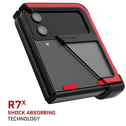 Ghostek Atomic Slim Galaxy Z Flip 4 Case - Clear Back with Red Aluminum Metal Bumper, Shockproof & Dual-Layer Protective Phone case, Phone Cover Designed for 2022 Samsung Z Flip 4 5G (6.7") (Red) - color: Red, size: Galaxy Z Flip 4