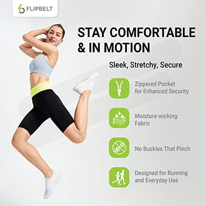 FlipBelt Zipper Running Belt, Waist Pack for Fitness and Running, US Company - color: Reflective Black, size: X-Small