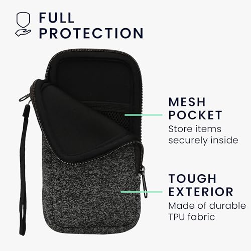 kwmobile Universal Phone Pouch Size XXL - 7" - Neoprene Smartphone Pouch with Zip - Water-Repellent Mobile Phone Case - Sleeve in Anthracite/White - color: anthracite / white, size: XXL - 7"