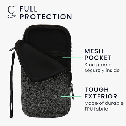 kwmobile Universal Phone Pouch Size XXL - 7" - Neoprene Smartphone Pouch with Zip - Water-Repellent Mobile Phone Case - Sleeve in Anthracite/White - color: anthracite / white, size: XXL - 7"