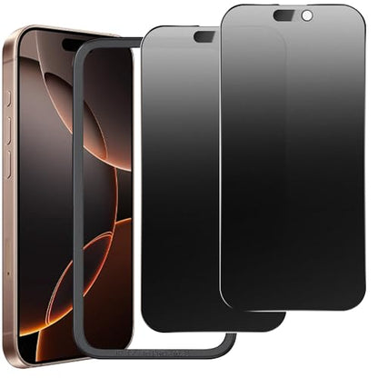 2 Pack Matte Privacy Screen Protector for iPhone 17 / iPhone 16 Pro 6.3",Anti-Glare Anti-Fingerprint,No Dazzling Anti-Spy,Smooth Responsive Touch Glass Film,Installation Frame - size: for iPhone 16 Pro / iPhone 17