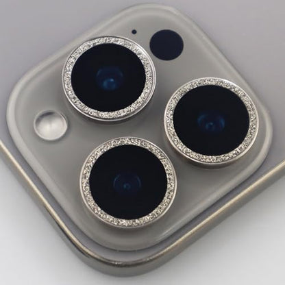 BONVAN for iPhone 15 Pro / 15 Pro Max / 14 Pro / 14 Pro Max Camera Lens Protector Bling Glitter Metal Crystal Tempered Glass Screen Accessories Lens Cover (Grey) - color: Grey