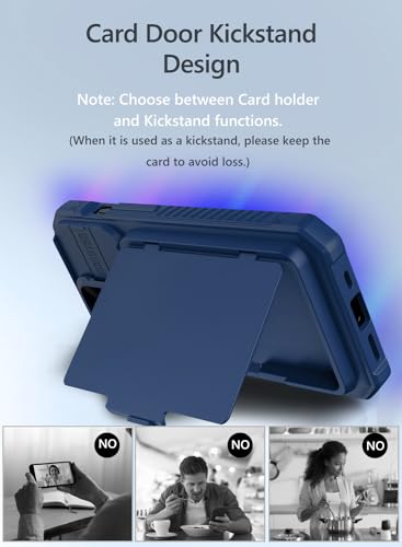 Vihibii for iPhone 15 Pro Case Wallet with Card Holder (4 Cards), Blue | Slide Camera Cover, Kickstand, Military Grade Drop Protection, Rugged Hard Back, Silicone Edge Wallet Phone Case, 2023, Blue - color: Blue, size: iPhone 15 Pro