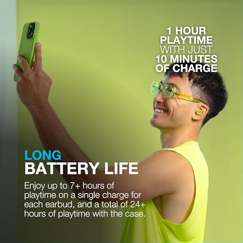 JLab Go Pop ANC True Wireless Earbuds with Dual Connect, Neon Green - color: Transparent Neon Green