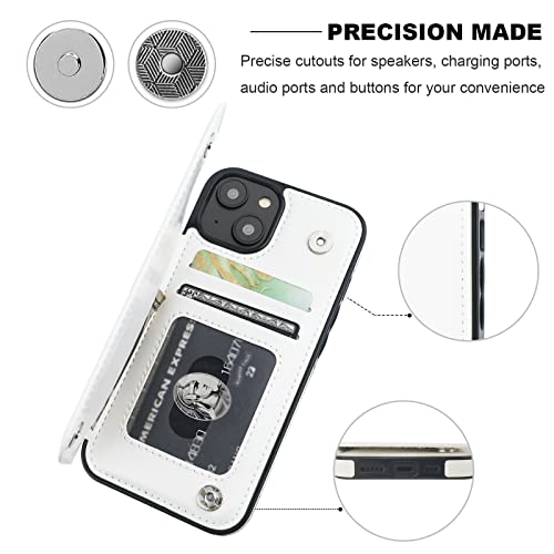 ONETOP for iPhone 14 Wallet Case with Credit Card Holder,White - color: White