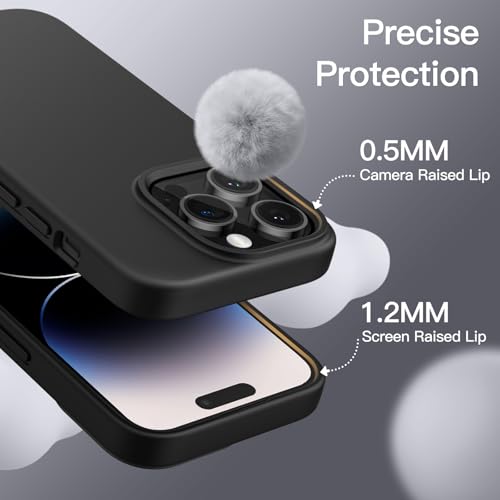 JETech Silicone Case for iPhone 14 Pro, Black | Silky Soft Touch, Shockproof Protection, Scratch Resistant, Microfiber Lining - color: Black, size: iPhone 14 Pro