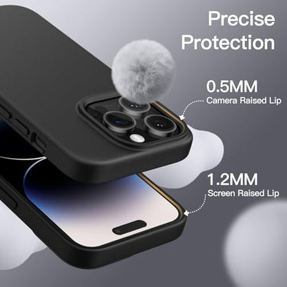 JETech Silicone Case for iPhone 14 Pro, Black | Silky Soft Touch, Shockproof Protection, Scratch Resistant, Microfiber Lining - color: Black, size: iPhone 14 Pro