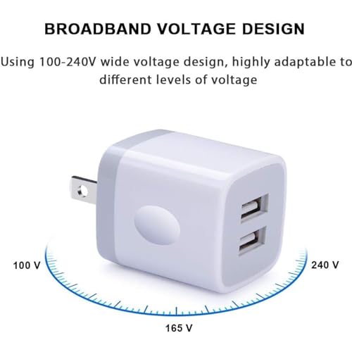 USB Wall Charger Adapter, FiveBox 5Pack 2.1Amp Fast Dual Port Wall USB Plug