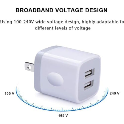 USB Wall Charger Adapter, FiveBox 5Pack 2.1Amp Fast Dual Port Wall USB Plug
