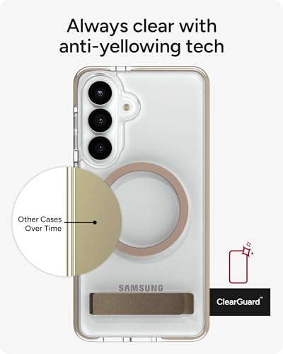 ZAGG Santa Cruz Snap Samsung Galaxy S26+ Case with Kickstand - Titanium Gray, Magnetic Crystal Clear Protective Phone Cover, 13ft Drop Protection, Graphene Reinforced, Slim Case with Stand - color: Titanium Gray, size: Samsung Galaxy S26 Plus