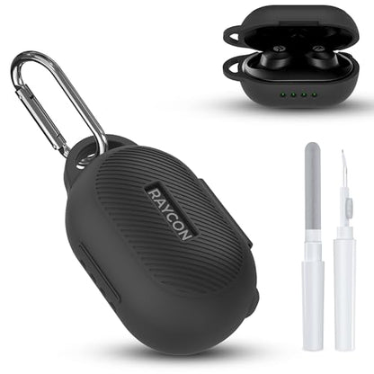 Case for Raycon Everyday Classic Headphones, Shockproof Soft Silicone Case for Raycon Earbuds Bluetooth Wireless, Ultra-Lightweight Protective Cover with Cleaning kit & Keychain, Black - color: Black