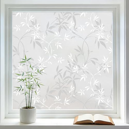 LEMON CLOUD Window Privacy Film, Frosted Glass Window Film, 29.5″ x 78.7″ - color: Bamboo Leaf, size: 29.5" x 78.7"