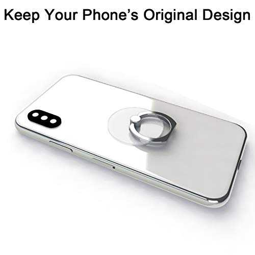 Transparent Phone Ring Holder Grip 360 Degree Free Rotation, Clear Cell Phone Finger Ring Kick-Stand Compatible with iPhone X 8 7 Plus 6S 6 5s 5 SE, Galaxy S9 S8 S7 S6 Edge (Silver) - color: Silver