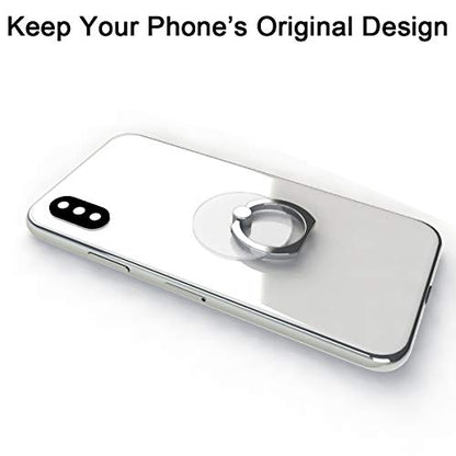 Transparent Phone Ring Holder Grip 360 Degree Free Rotation, Clear Cell Phone Finger Ring Kick-Stand Compatible with iPhone X 8 7 Plus 6S 6 5s 5 SE, Galaxy S9 S8 S7 S6 Edge (Silver) - color: Silver