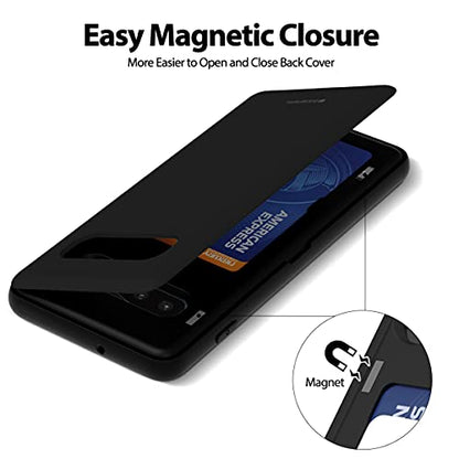 GOOSPERY Magnetic Door Bumper Compatible with Galaxy S10 Plus, Card Holder Wallet Case Easy Magnet Auto Closing Protective Dual Layer Sturdy Phone Back Cover-Black - color: Black, size: Galaxy S10 Plus