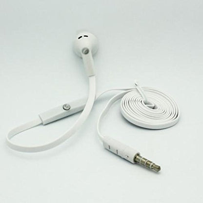 Mono Headset Wired Earphone Single Earbud 3.5mm Headphone Flat White Compatible with Kyocera DuraXV Extreme