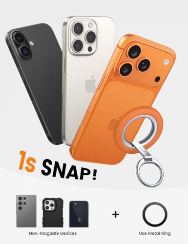 Lamicall for MagSafe Magnetic Phone Ring Grip, Super Magnet Orange Ring - color: Cosmic Orange