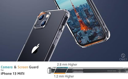 ONES for iPhone 13 mini Case Clear, Slim Soft TPU Silicone Cover, Military Drop Protective Thin Phone Bumper Case with Shockproof Airbags, Yellowing Resistant, Anti-Slip, Durability, Transparent - color: HD High Transparency, size: iPhone 13 mini