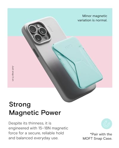MOFT Magnetic Wallet Stand Compatible with iPhone 17/16/15/14/13/12 Series, Angle Adjustment & Magsafe Compatible MOVAS Phone Stand,Aqua - color: Aqua, size: Standard