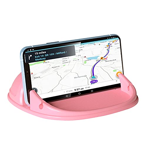 Loncaster Car Phone Holder, Car Phone Mount Silicone Car Pad Mat for Various Dashboards, Slip Free Phone Stand Compatible with iPhone, Samsung, Pink - color: Pink-1pack