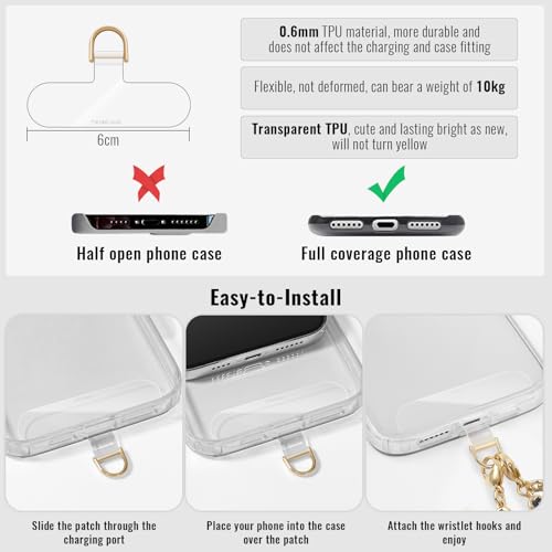 Phone Charm Strap Detachable Wrist Strap For iPhone Anti Theft Strap Phone Chain Wristlet - color: Green