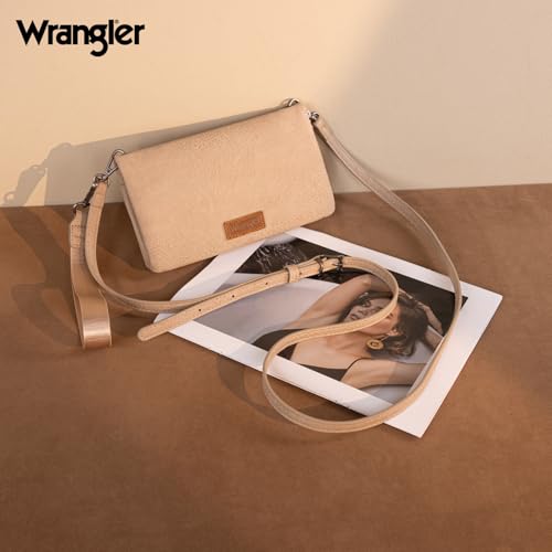 Wrangler Crossbody Wallet Womens Wristlet Wallet Small Wallet Purse Summer bag RFID Blocking Bifold Clutch Credit Card Holder Purses - color: B-khaki