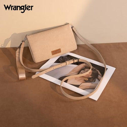 Wrangler Crossbody Wallet Womens Wristlet Wallet Small Wallet Purse Summer bag RFID Blocking Bifold Clutch Credit Card Holder Purses - color: B-khaki